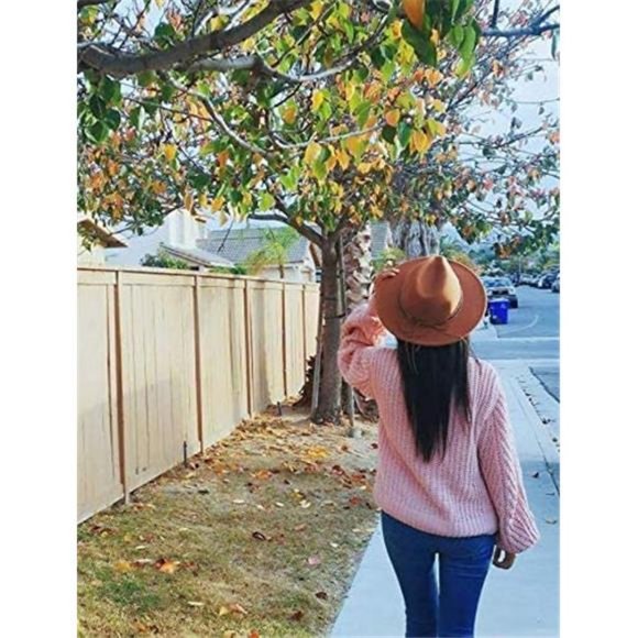 Lanzom Womens Classic Wide Brim Floppy Panama Hat Belt Buckle Wool Fedora Hat - Picture 12 of 12